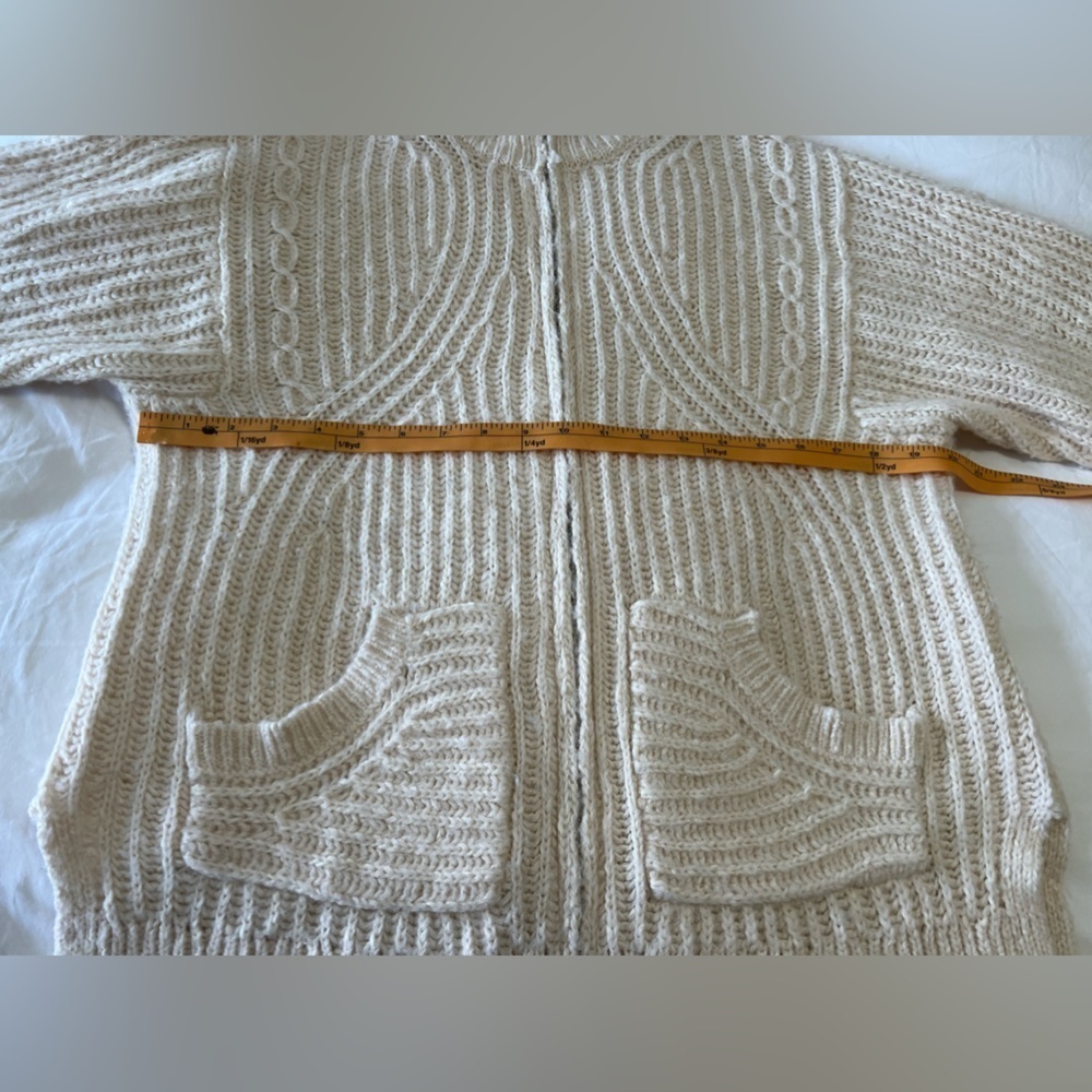 ANTHROPOLOGIE Pilcro Chunky Knit Zip Up Sweater Jacket Size Oversized Cream XS. - Picture 4 of 12